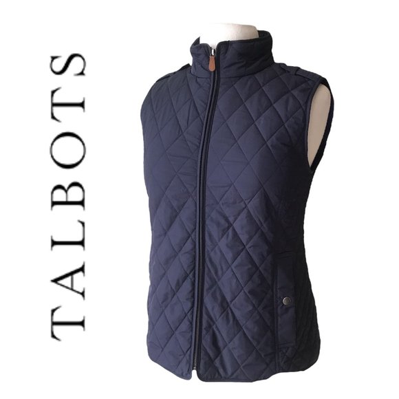 TALBOTS Navy Blue DIAMOND QUILTED Puffer Vest - Picture 3 of 6